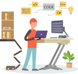 Programmer engineering and coding vector