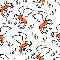 Seamless pattern with basilisk and flames vector