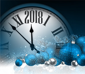 2018 new year background with clock vector