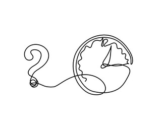 abstract clock with question mark as line drawing vector