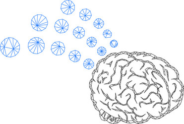 brain radio interface polygonal frame mesh vector image