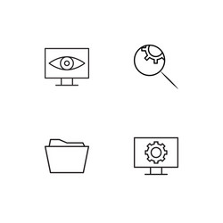 Data analytics linear icons set simple outline vector
