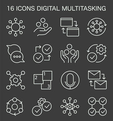 digital multitasking icons set effectiveness vector image