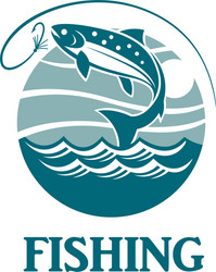 salmon fishing emblem vector