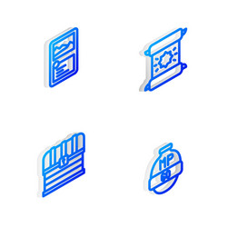 set isometric line decree parchment scroll card vector image