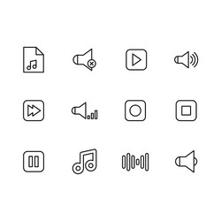 simple set music buttons for play audio and sound vector