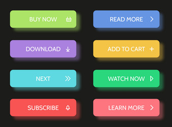Web button buttons material design style vector