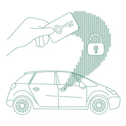 car access keyless lock thin line concept door vector