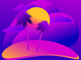 Fluid gradient design banner with palm trees vector