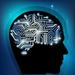 human brain as a computer chip vector