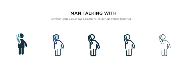 man talking with phone icon in different style vector image