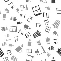 Set archive papers drawer table lamp trash can vector