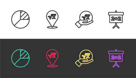 Set line pie chart infographic square root x vector