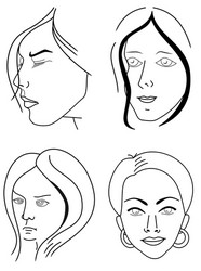 set of woman faces vector