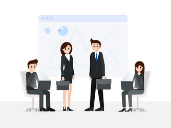 Smiling men and women in meeting room vector