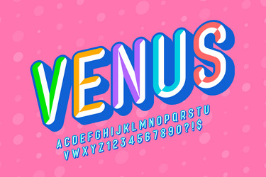 chisel 3d comical design colorful alphabet vector image