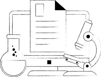 document with computer and tube test vector image