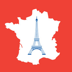 eiffel tower and map on red vector image