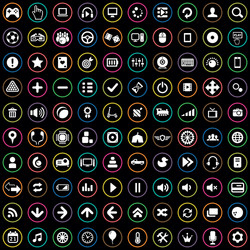 Game 100 icons universal set for web and ui vector