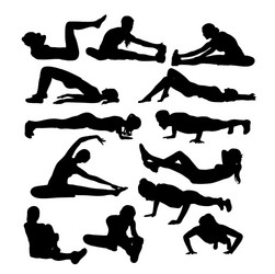 Girl Stretching Silhouettes Vector Image