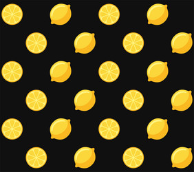 lemon seamless pattern on black background vector image