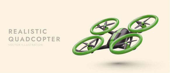 realistic quadcopter in air 3d image with shadow vector image