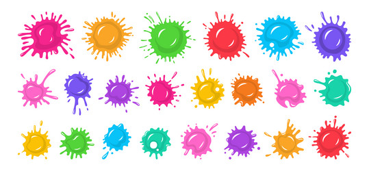 Splash paint splatter colorful cartoon set stain vector