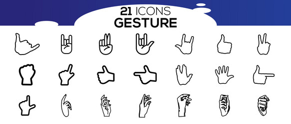 touch screen gestures icons in thin line style vector image