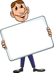 Boy with blank banner Royalty Free Vector Image