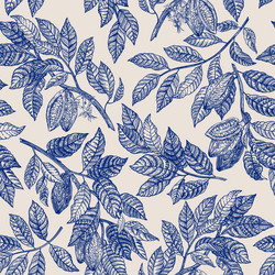 Cocoa Leaf Seamless Pattern vector image
