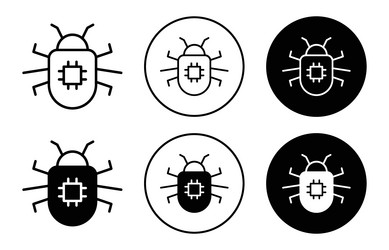 computer bug icon collection of outline thin line vector image