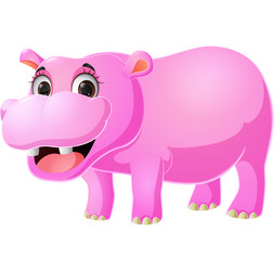 Cute hippo cartoon on white background vector