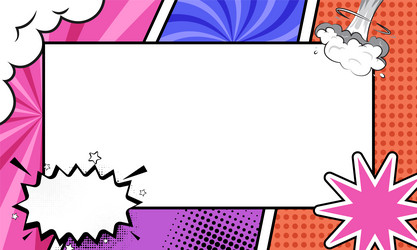 Empty colorful comic frame background template Vector Image