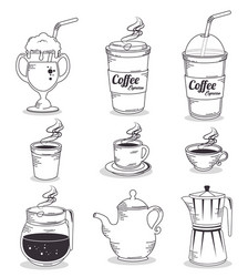 Hand drawn set coffee Royalty Free Vector Image