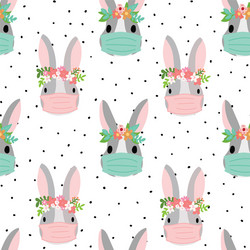 Seamless pattern with sheep on green background vector