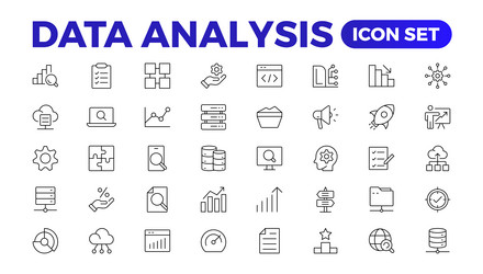data analytics icon set big analysis vector image