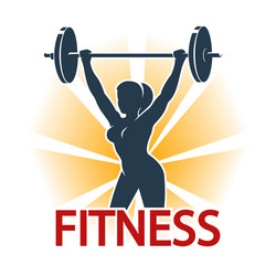 fitness emblem with silhouette woman doing Vector Image