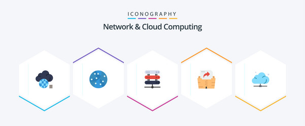 network and cloud computing 25 flat icon pack vector image