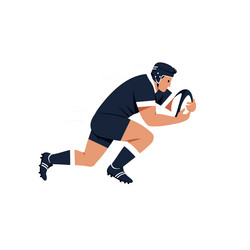 rugby player sprinting with ball in flat style vector image