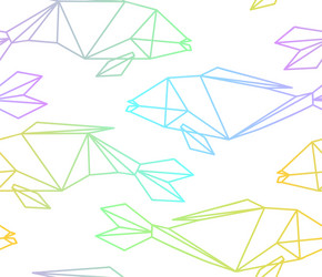 seamless colorful linear abstract polygon fish vector image
