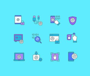 set simple line icons biometrics vector image