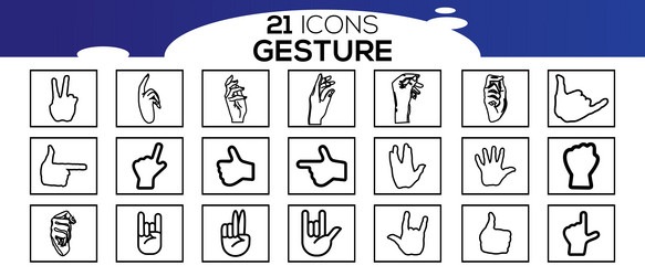 Touch screen gestures icons in thin line style vector