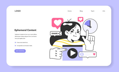 ephemeral content web banner or landing page vector image