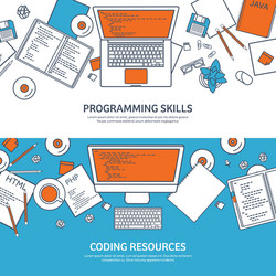 lined programmingcoding outline flat computing vector