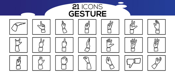 touch screen gestures icons in thin line style vector image