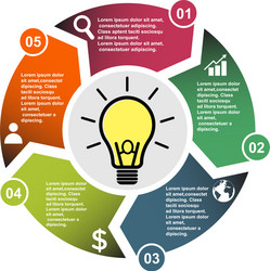 5 step element in five colors with labels vector image