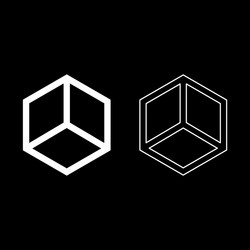 Abstract cube shape hexagon box icon set white vector