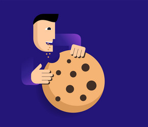 Accept cookies - abstract character eating big one vector