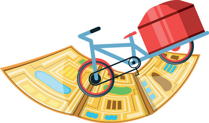 bicycle for logistic service with map guide vector image