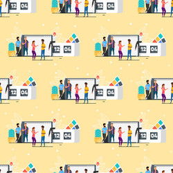 Cartoon creative multiracial team seamless pattern vector